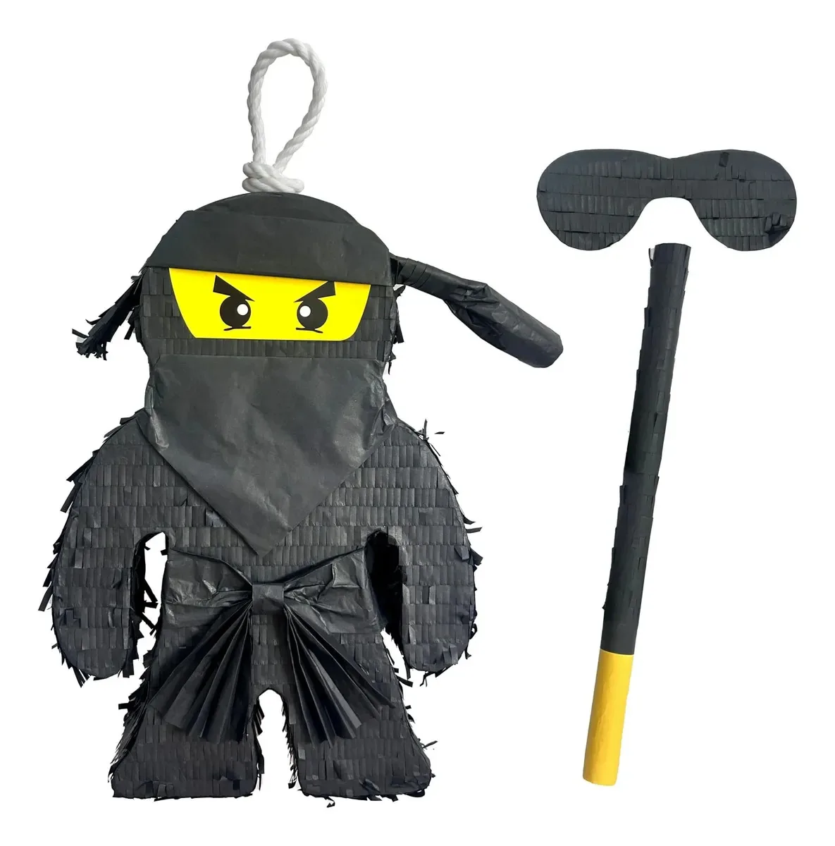 Apinata4u - Piñata ninja preta com bastão e olhos vendados C. Outro cartão pequeno