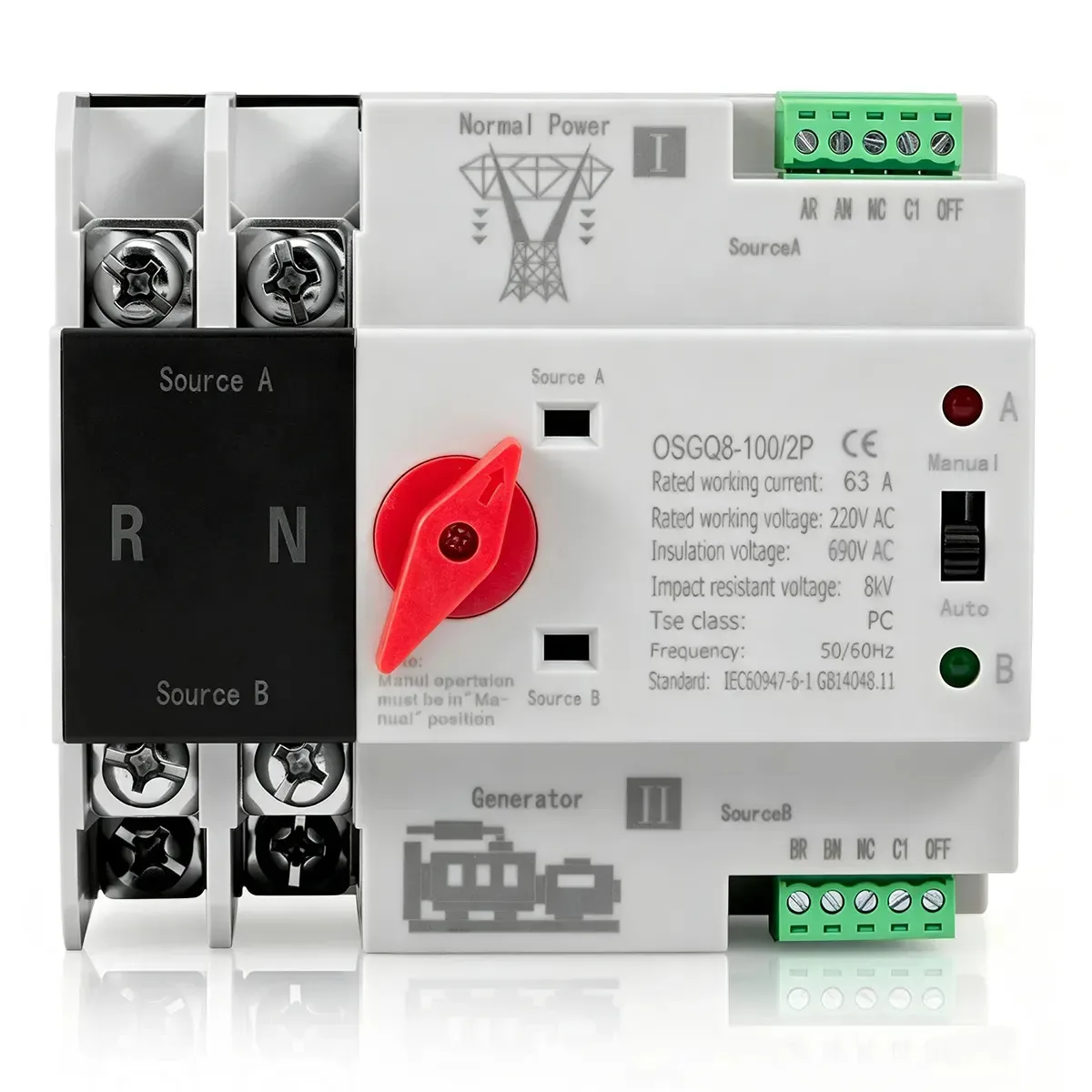 FORESTORY Chave De Transferência Automática Bipolar 63a 220v 2P