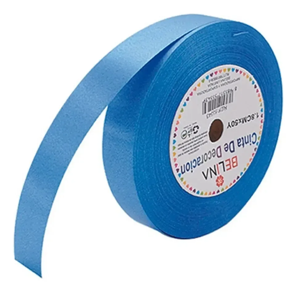 Decorações decorativas de artesanato em fita de cetim 1,8 cm x 50 e cor azul