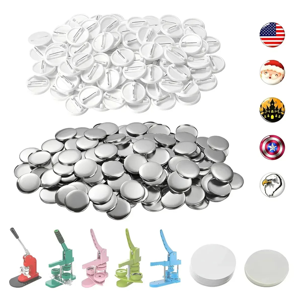 58mm Branco Pins E Bottons 100 Kits Broche Para Mecolour Máquina De Button