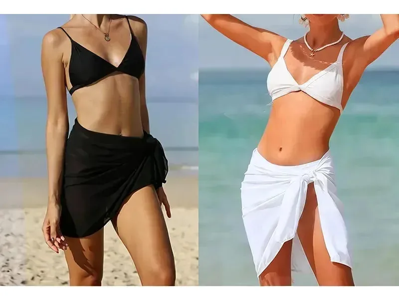 Biquíni de praia, biquíni, vestido de praia para mulheres, preto e branco, 2 peças