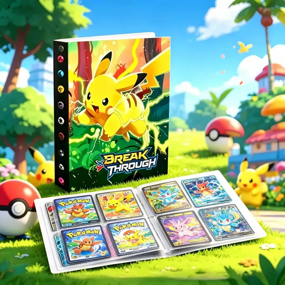 Pasta Porta Cartas Pokémon Pikachu 240 Cartas Álbum Fichário Organizador Proteção Colecionável Presente Infantil Oficial
