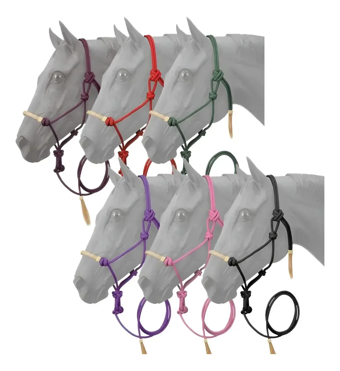 Calcanhar de couro vermelho bruto com muserola para cavalos