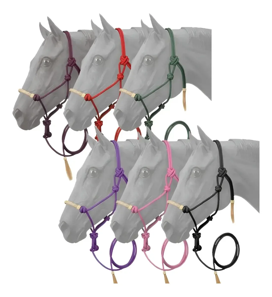 Cabeça de couro cru verde com muserola para cavalos