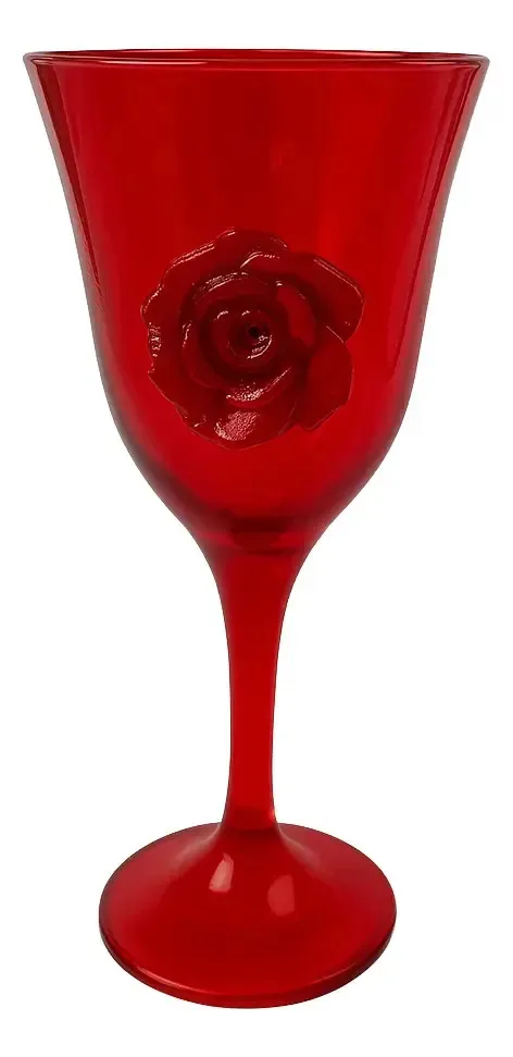 Taça De Pomba Gira De Vidro Rosa Vermelha + Mimo Da Loja