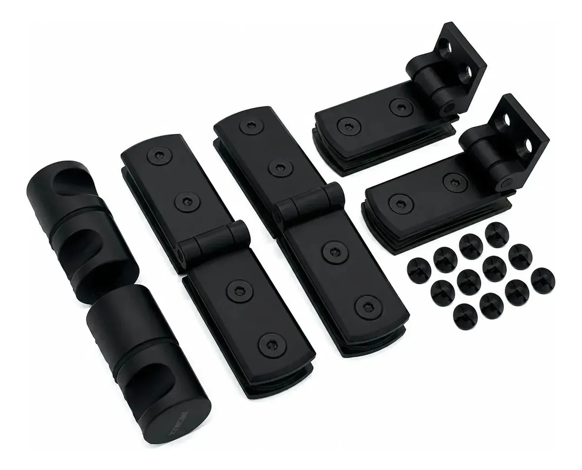Kit de hardware preto para tela de banheiro temperada dobrável de 6 a 8 mm de vidro preto