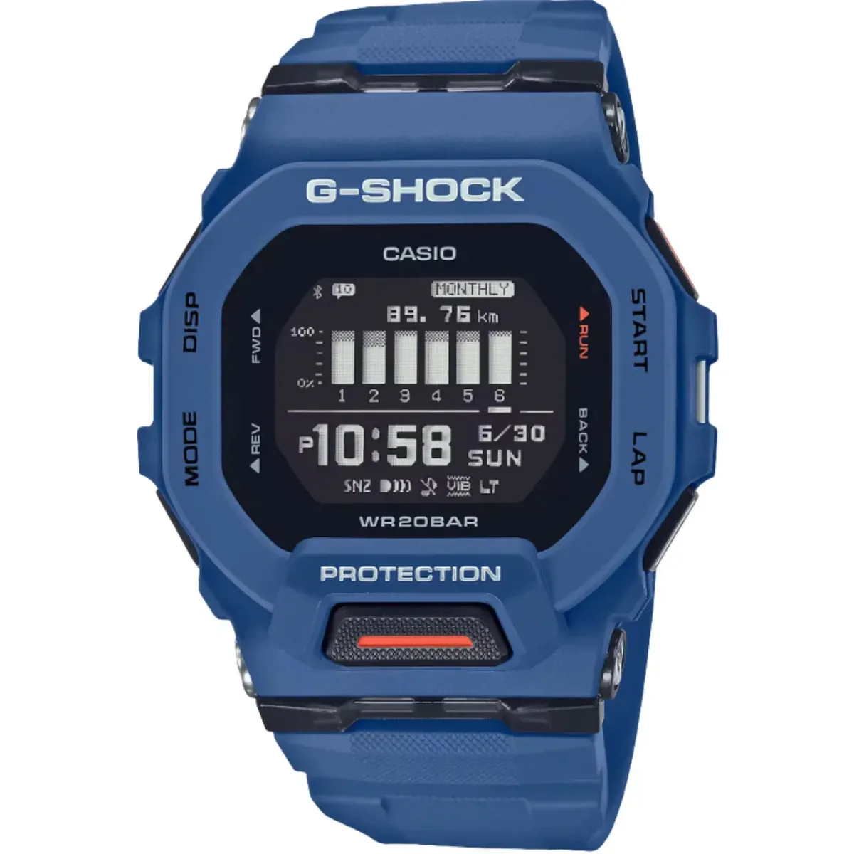 Relógio Casio G SHOCK GBD-200-2, cor: preto, conectividade, mergulho submersível, 100 m, natação, snorkel, risco esportivo com pano e limpador