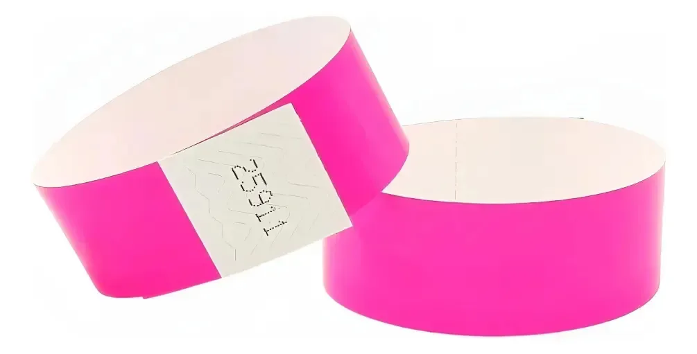 1000 pulseiras de identificação de eventos, papel sintético de 2,5 cm, cor rosa neon