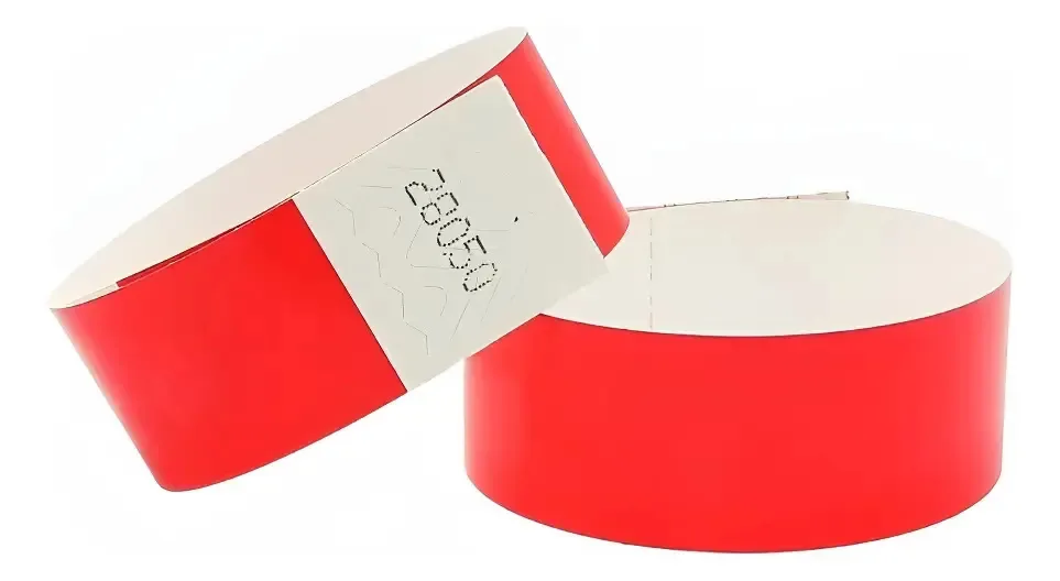 1000 pulseiras de identificação de eventos, papel sintético de 1", vermelho neon