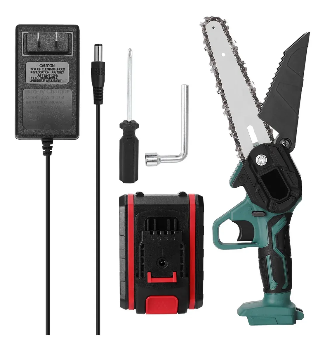 Mini motosserra portátil sem fio, bateria de 21v, motosserra elétrica para motocicleta, mini motosserra elétrica para jardinagem e poda de árvores pequenas, poda de galhos