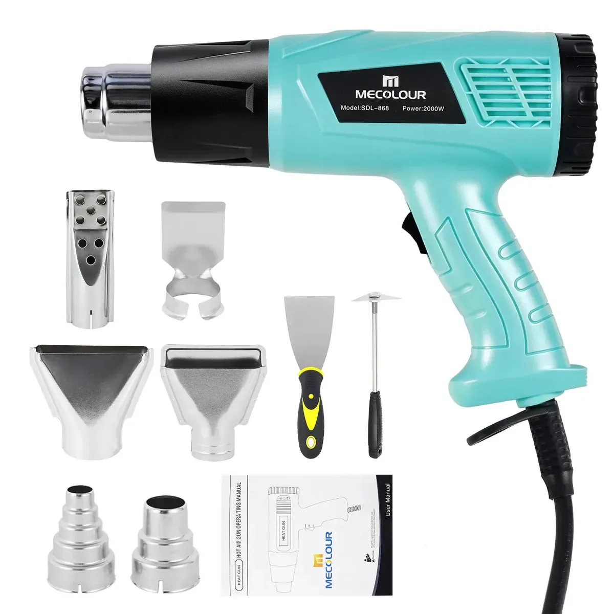 Soprador Térmico 1500w Profissional 2 Temperaturas + 6bocais Azul-turquesa 127v