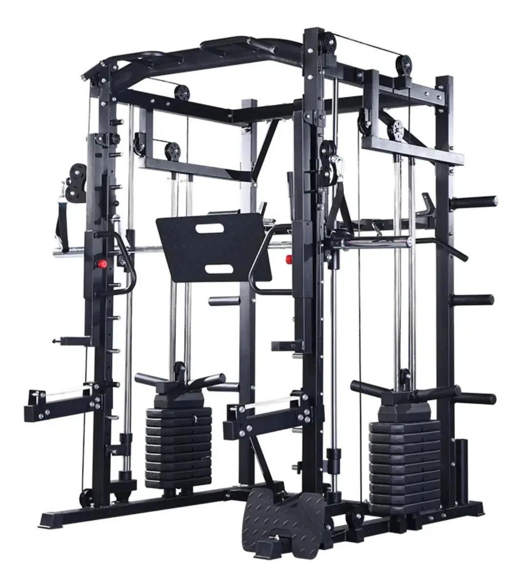 Ginásio de musculação integrado Smith Crossover Cage, multifuncional, preto