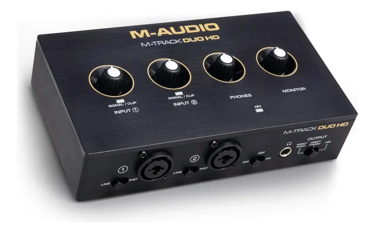 Interface de áudio M-audio M-track Duo Hd 24 bits 192 Khz USB preta