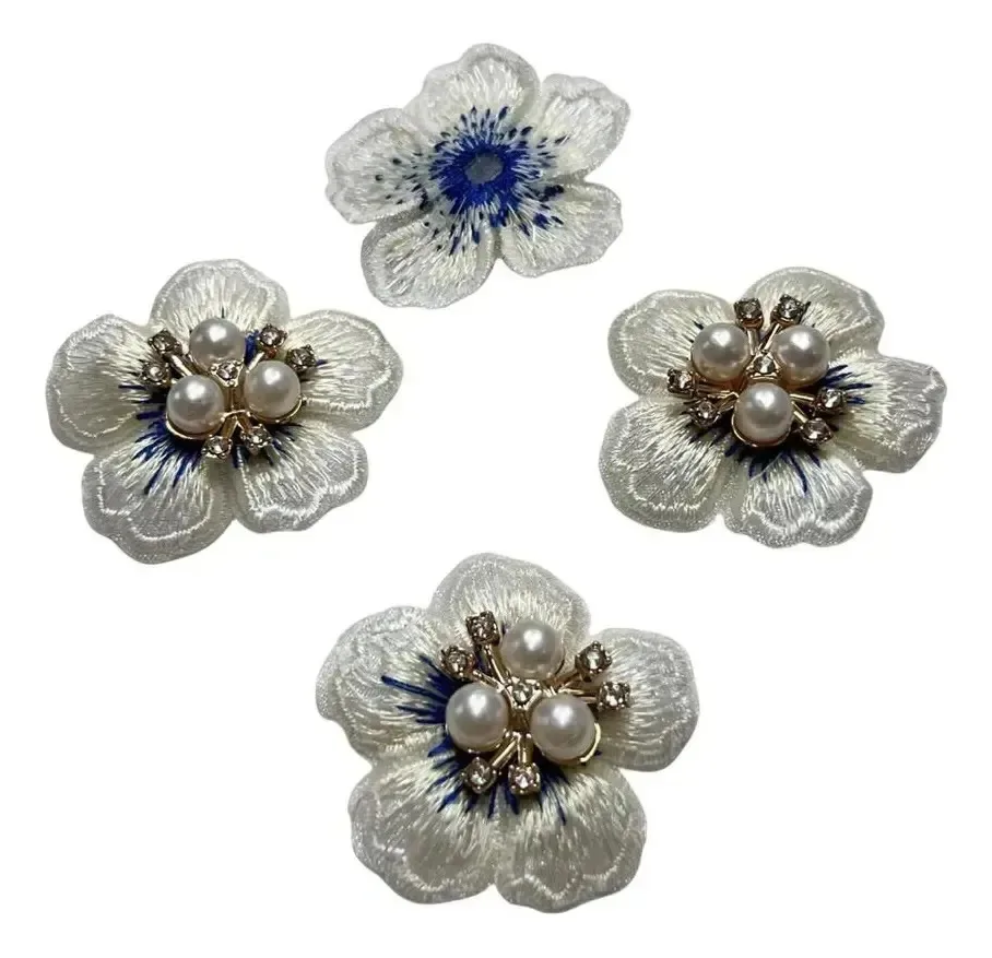 10 Pcs Aplique Bordados Brilhantes Flores Coloridas Bordadas Cor COR-10