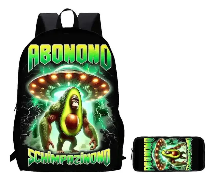 Conjunto de mochilas escolares Tralalero Italian Brainrot e estojo de assinatura Schimpazinono Smooth