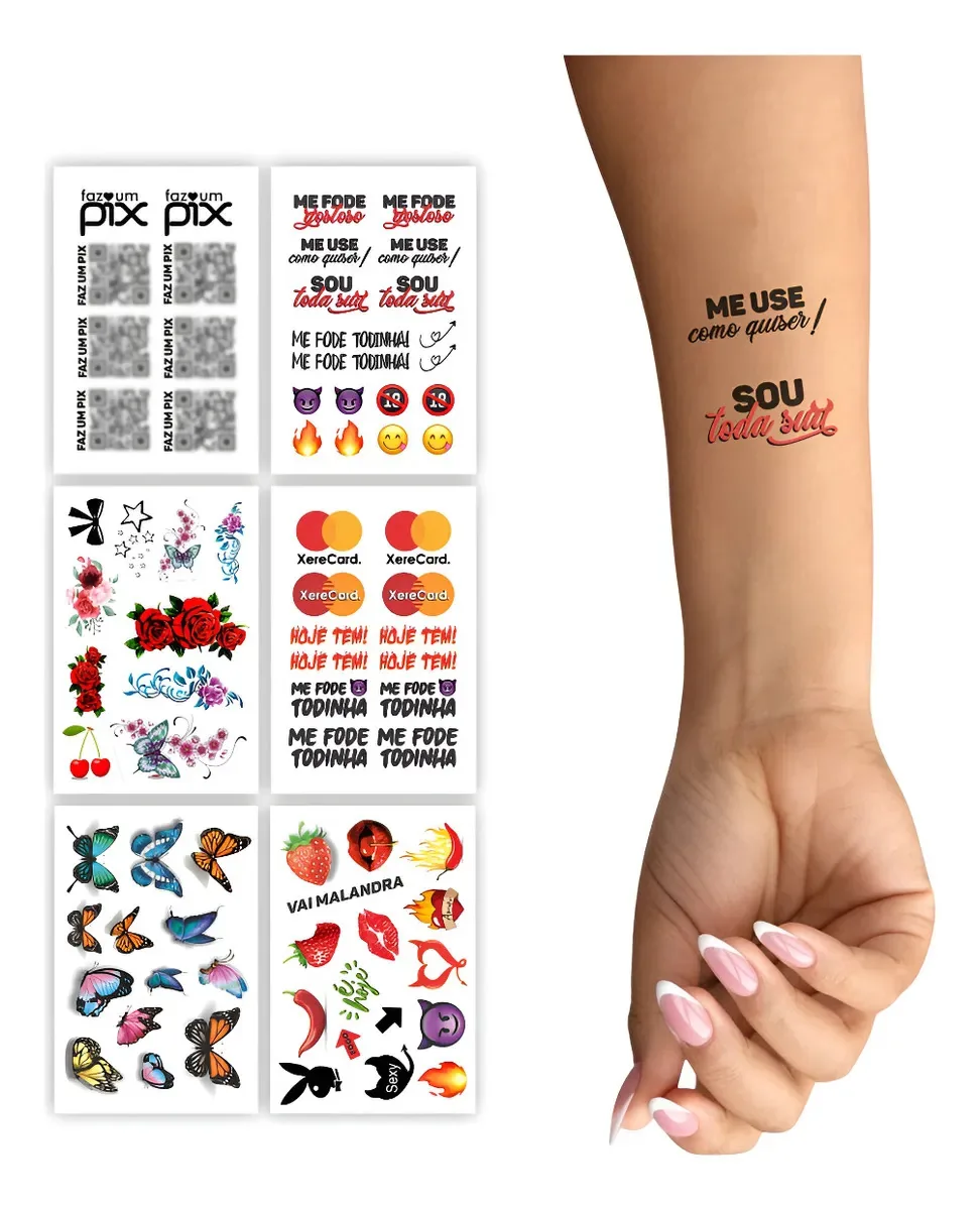 80 Tatuagens Temporárias | Depilação | Sexy Colorido Depilação | Sexy