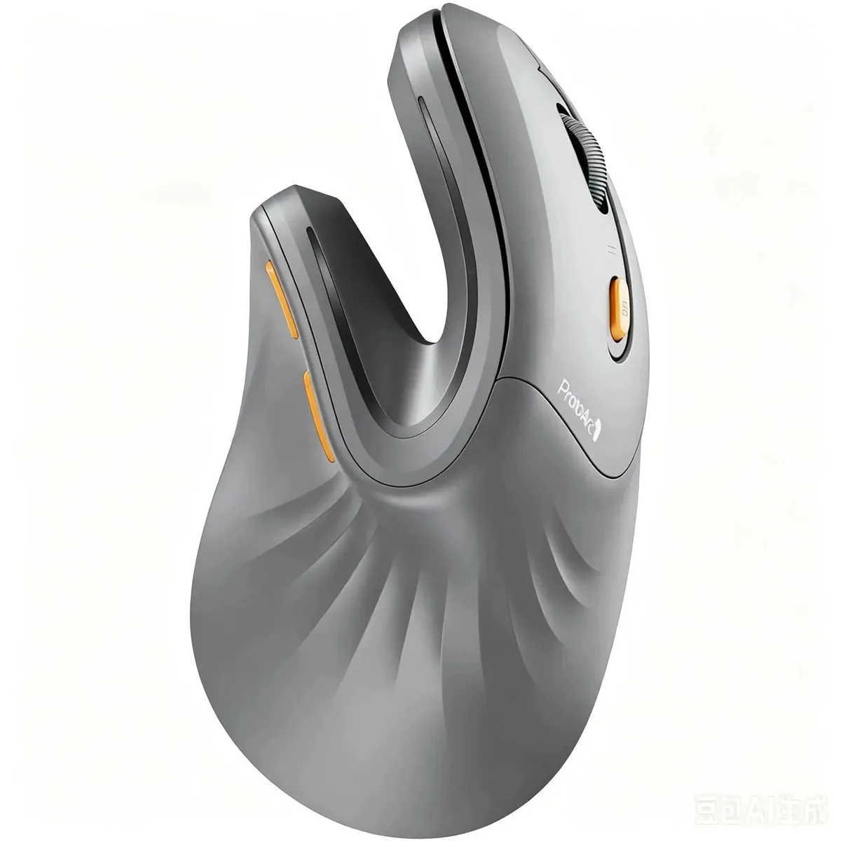 Ratón vertical ergonômico sem fio cinza com suporte e expansor