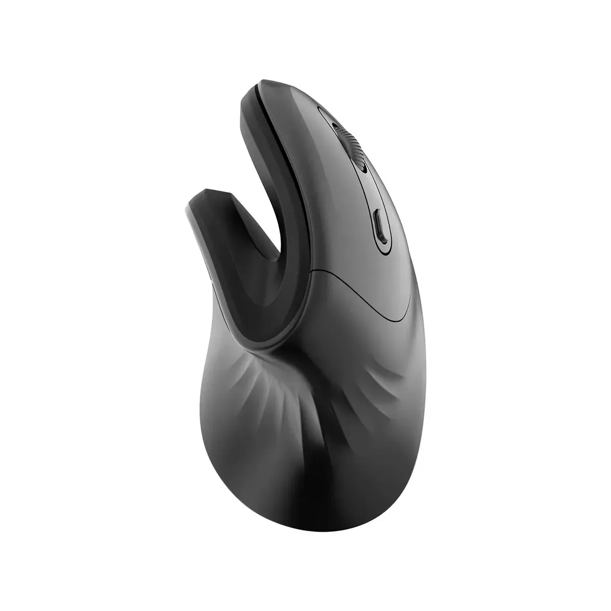 Ratón vertical ergonômico sem fio preto com suporte e expansor