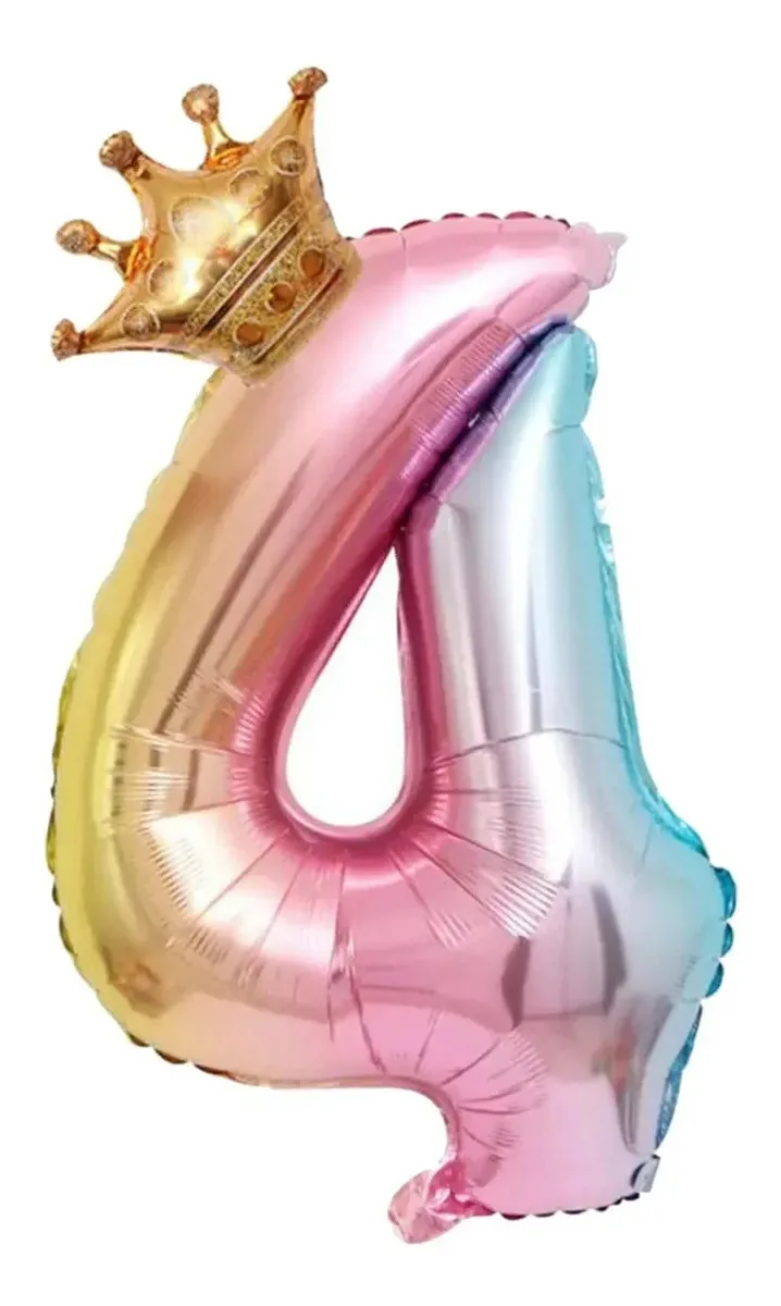 Kit Balão Balões Número Grande 70cm E Coroa Ouro Mpfestaecia Cor 4