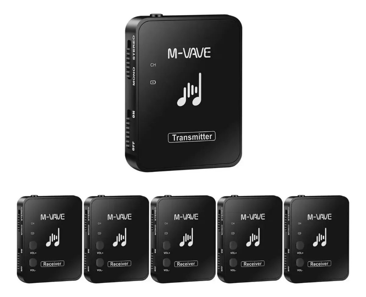 Transmissão de monitor de fone de ouvido sem fio Navmax Wp-10 de 5 receptores