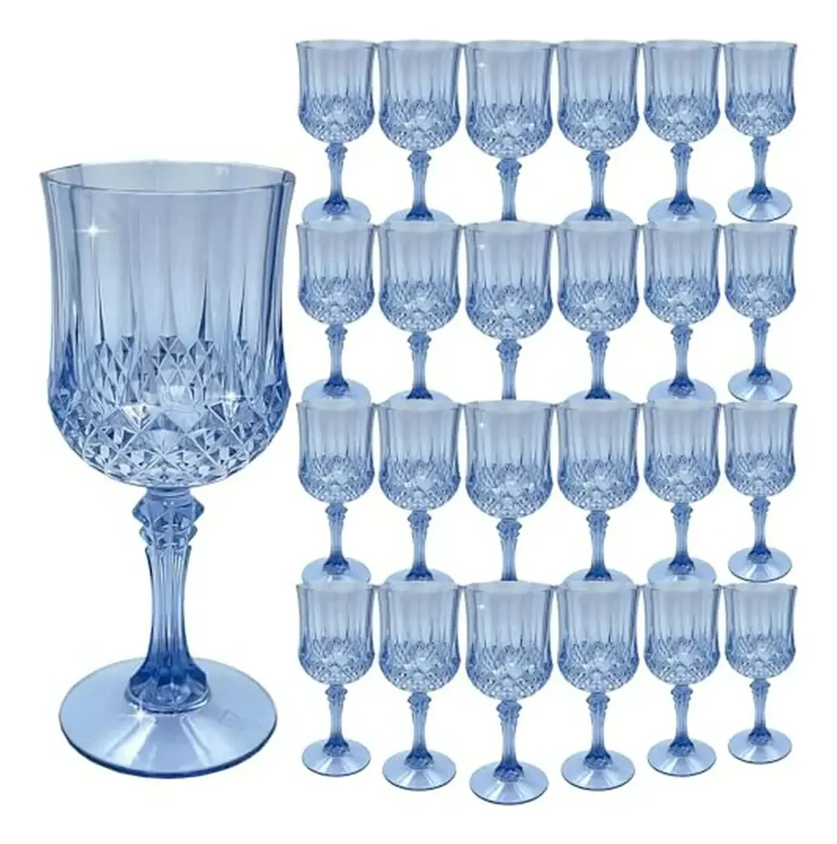 Copos de vinho de plástico azul para festas e casamentos 24 A Blue