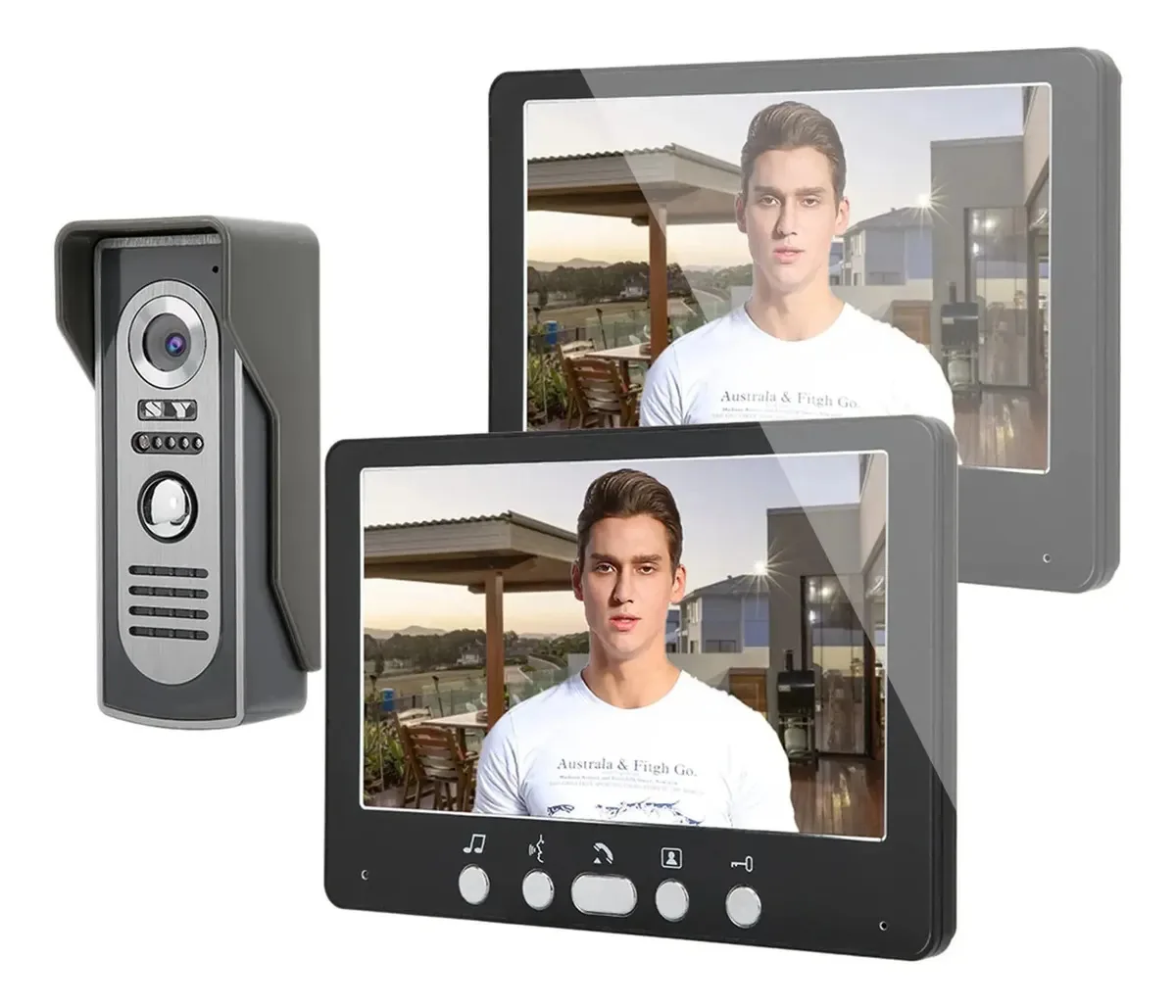 Campainhas Dioche, intercomunicador de vídeo TFT de 7 polegadas com sistema de visão noturna de 2 monitores, áudio bidirecional para casa, apartamentos (plugue americano)
