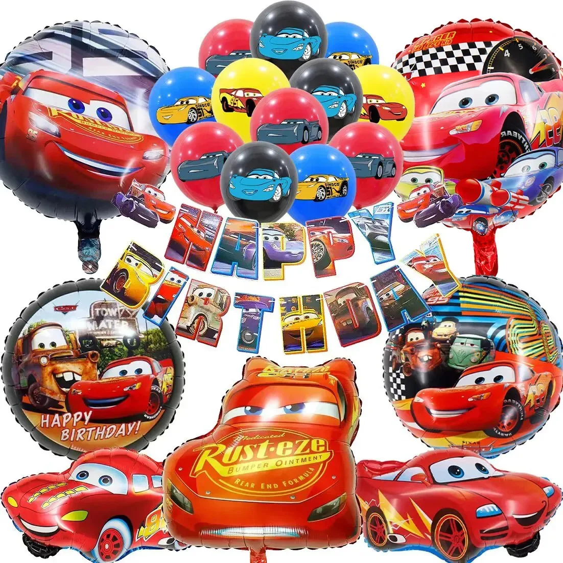 Conjunto de balões relâmpago com tema Mcqueen