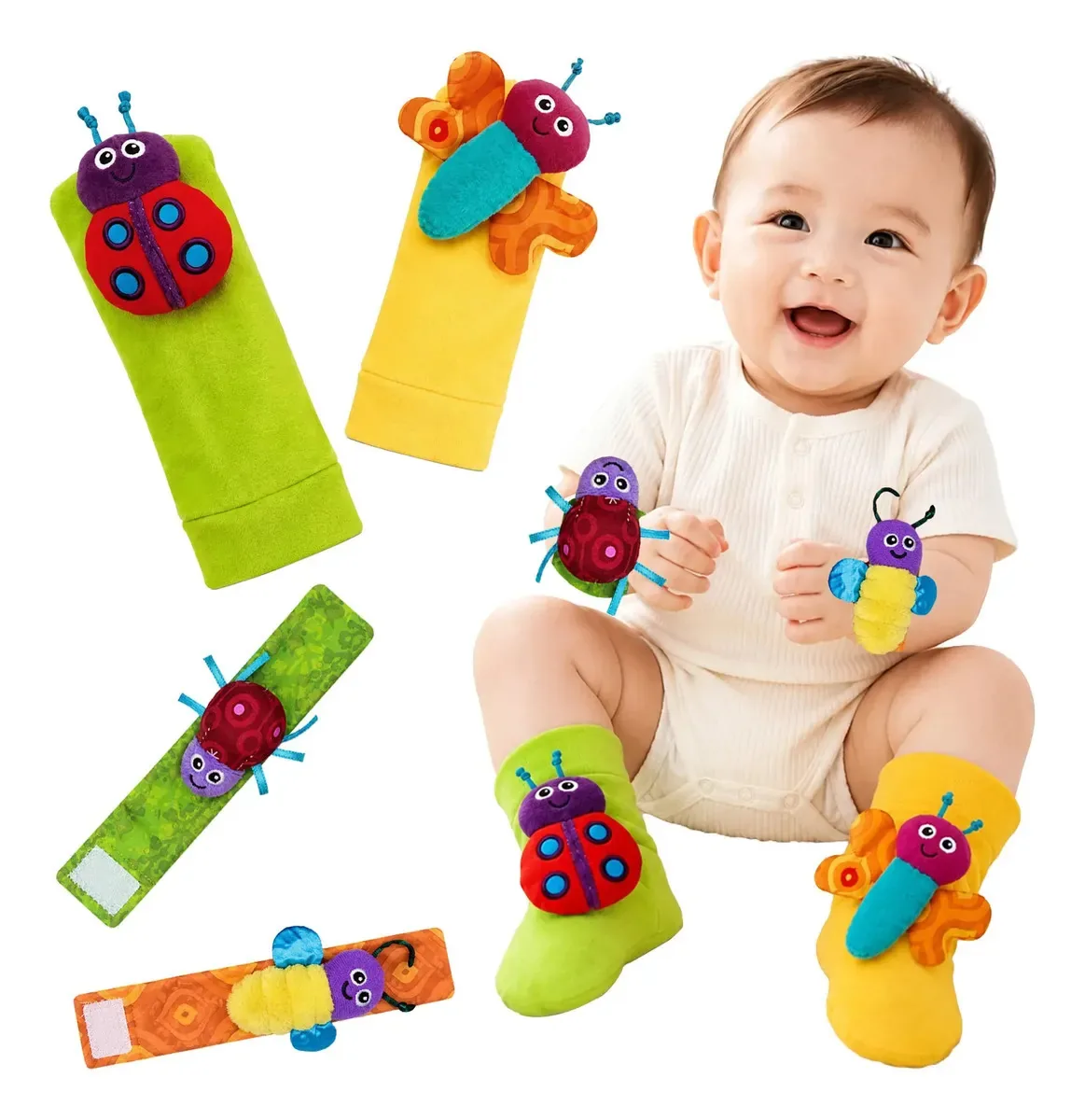 Baby Rattles Socks Toy Estimulação precoce 4 B