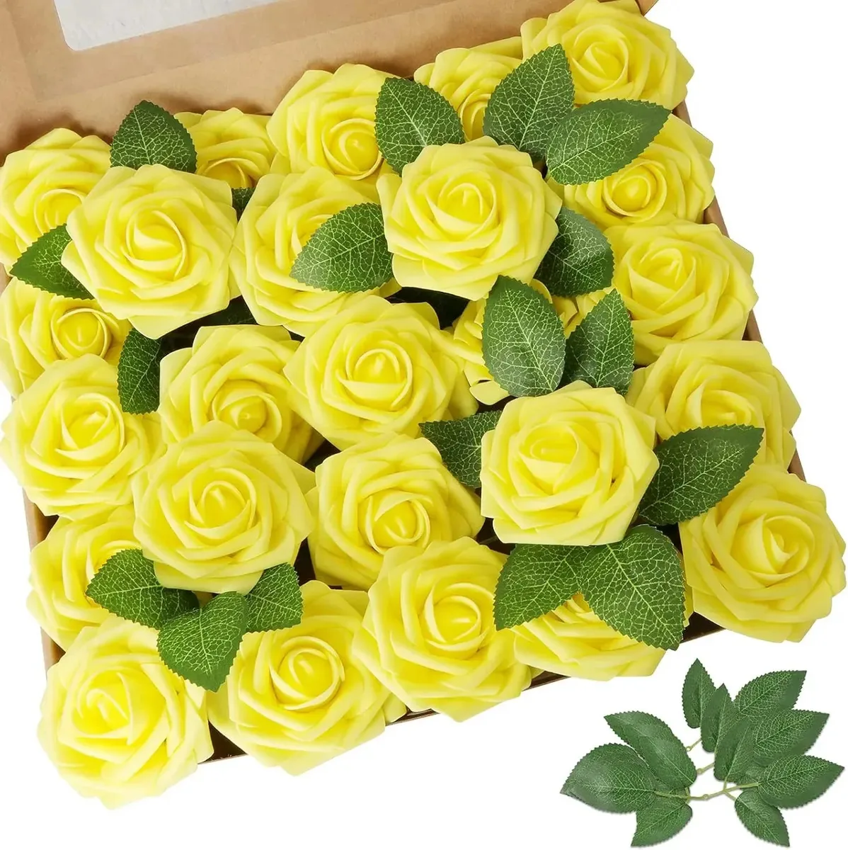 Rosas artificiais de 8 cm e 25 unidades: flores para decoração, flores artificiais, enfeites e decorações para casamento, rosa, flor de casamento, festa, escritório, hotel, cafeteria, Dia dos...