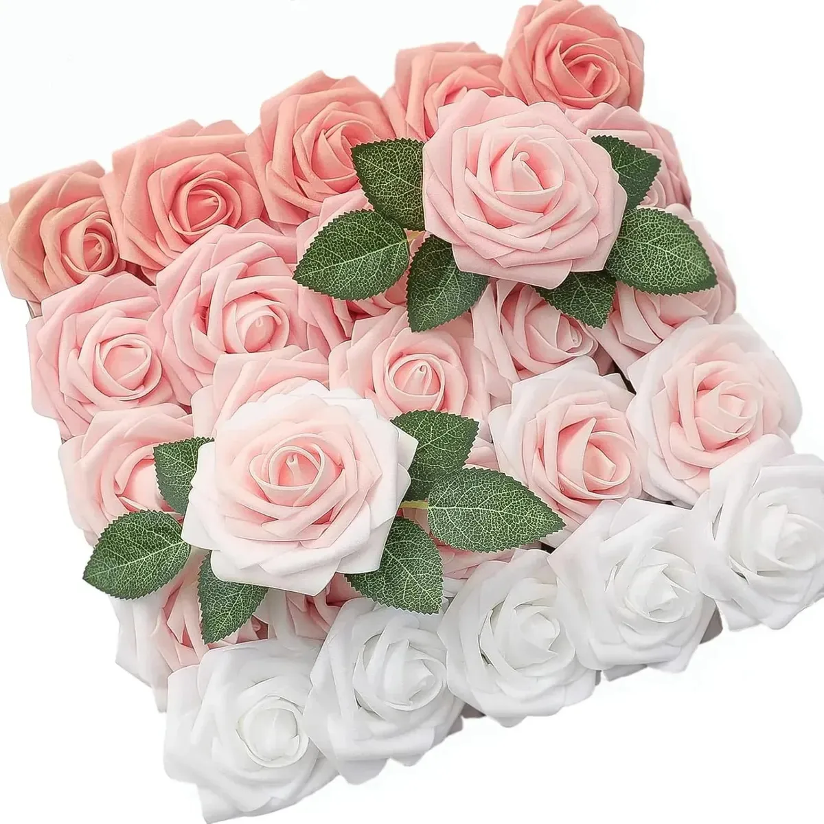Rosas artificiais de 8 cm e 25 unidades: flores para decoração, flores artificiais, enfeites e decorações de casamento, rosa, flor de casamento, festa, escritório, hotel, cafeteria, restaurante,...