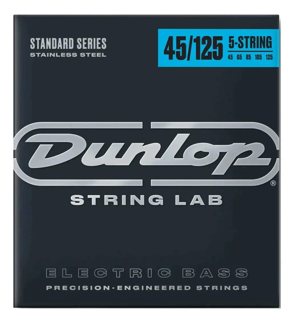 Cordas de baixo elétrico Dunlop, 5 cordas, aço, aço, Dbs45125