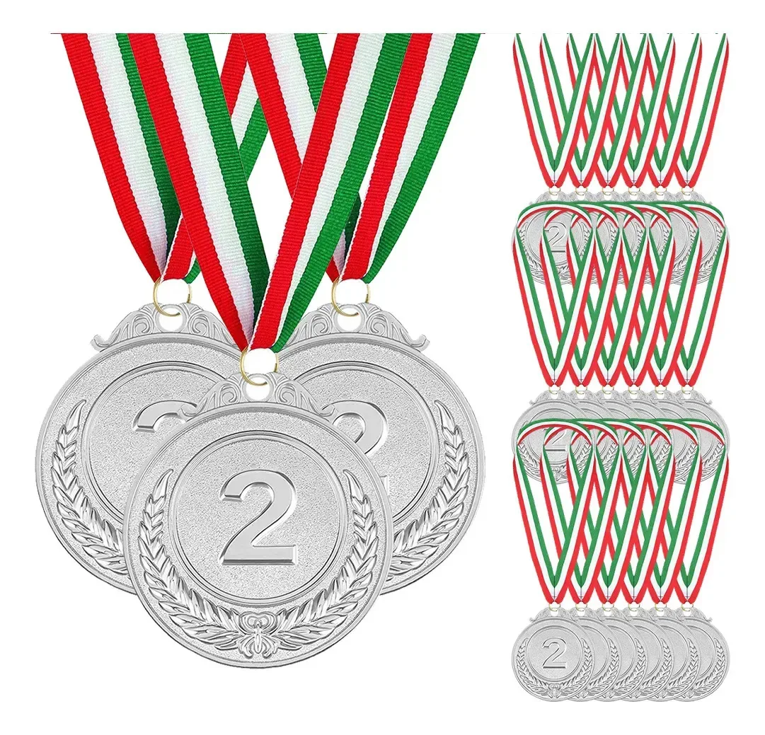 21 medalhas esportivas de ouro/prata/bronze com cordão de prata mexicana