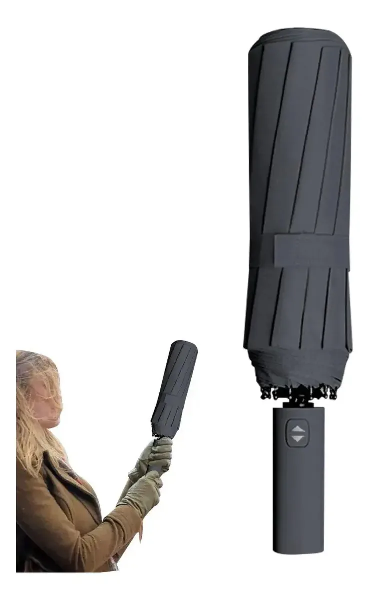 Guarda-chuva anti-UV preto com guarda-chuva de botão automático