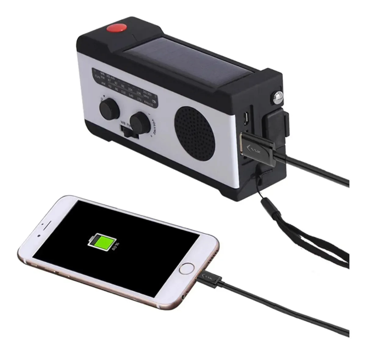 Rádio de emergência Sillervan | Rádio de emergência Crank, rádio de alerta meteorológico alimentado por bateria AM/FM/NOAA para acampamento ao ar livre, rádio Power Bank