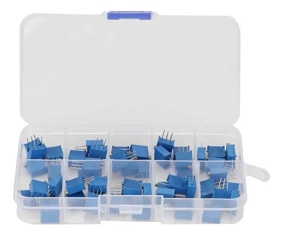 Kit Trimpot, 10 valores de 100 Ohms ~ 200 K Ohm, resistência variável, gravador, porta, 3296 W, kit de componentes eletrônicos