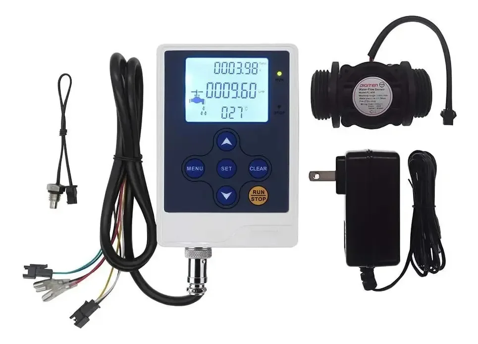 Digiten - Medidor de vazão de água com display LCD + Driver de líquido quantitativo + Sensor de fluxo de água de G1 polegada para sala de estar, medidor de vazão, medidor de vazão de 1-60 L/min