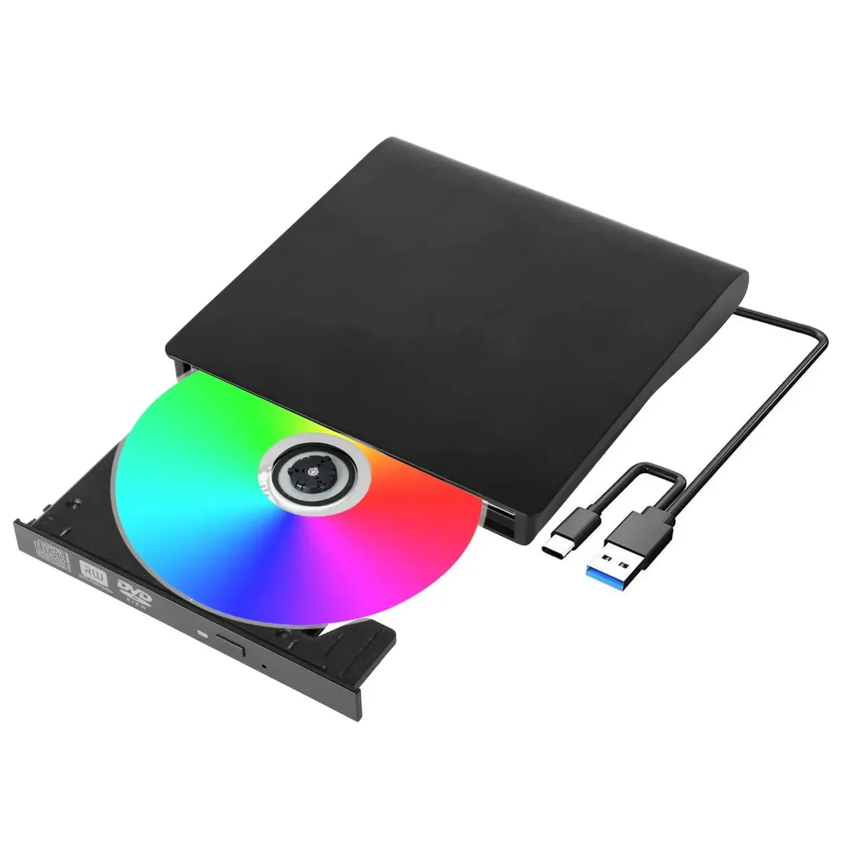 Leitor de CD/DVD externo tipo A+C Oxyglow, gravador portátil de CD/DVD-RW/ROM com unidade de DVD portátil ultrafina USB 3.0 para MacBook XPS Windows Linux Mac OS Vista laptop