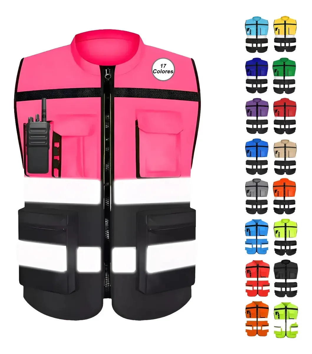 Coletes de segurança industrial refletivos, cores: rosa, vermelho, preto, 2xl