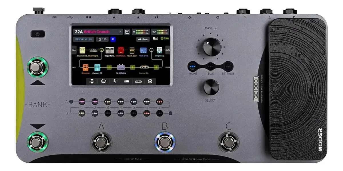 Processador de pedal multi-efeitos para guitarra com tela