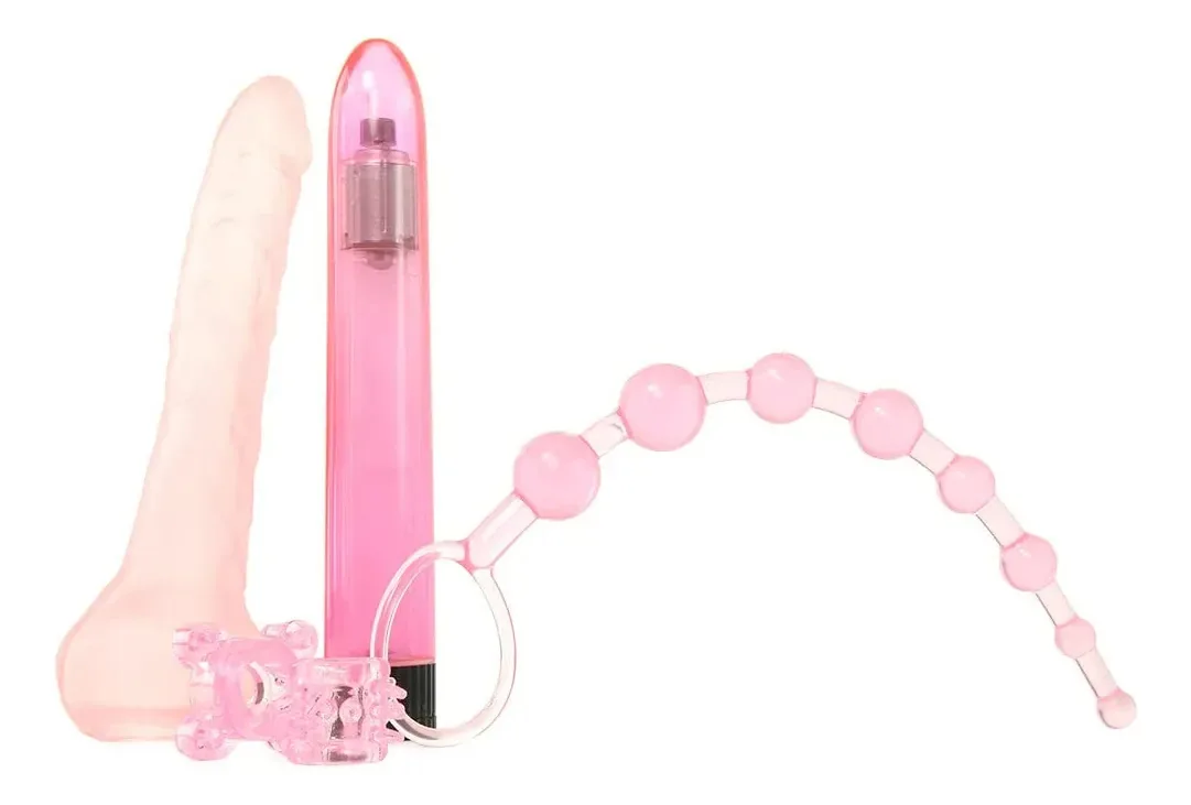 Kit Calexotics Starter Lovers Kit Brinquedos sexuais para casais Vibrador impermeável com manga anal e conjunto de anéis de aprimoramento Massageador pessoal de várias velocidades