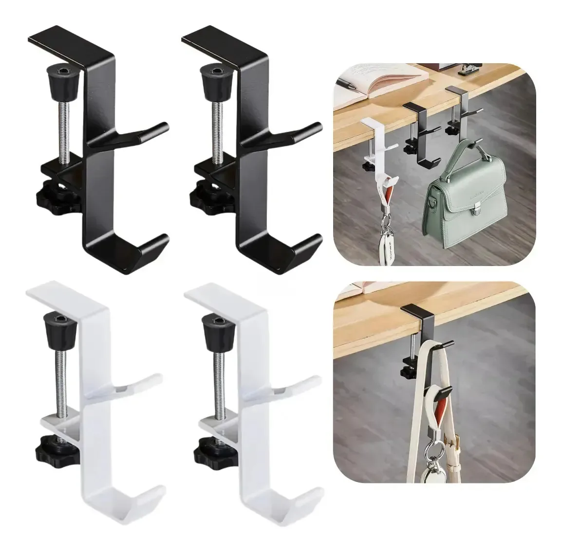 Gancho duplo ajustável de 4 peças para acessórios de mesa