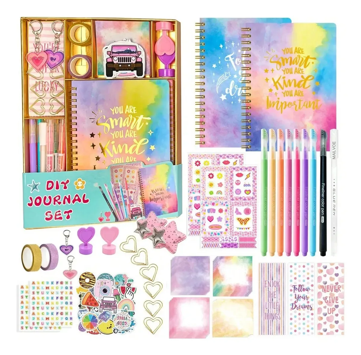 Kit de diário Wegalife de 104 peças para diários de meninas, conjunto de álbuns DIY