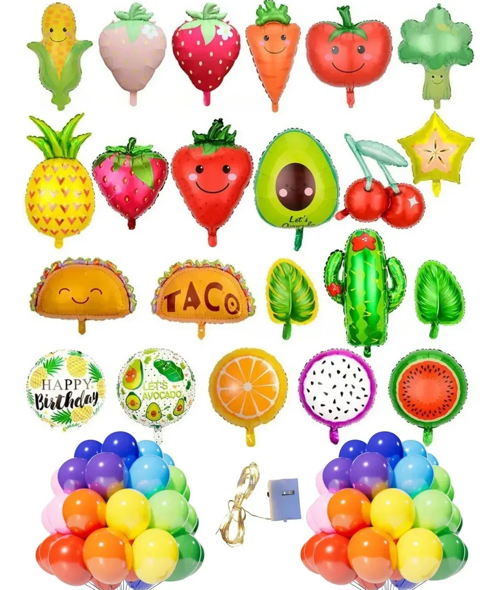 Kit de decoração de festa com 43 balões de frutas e vegetais