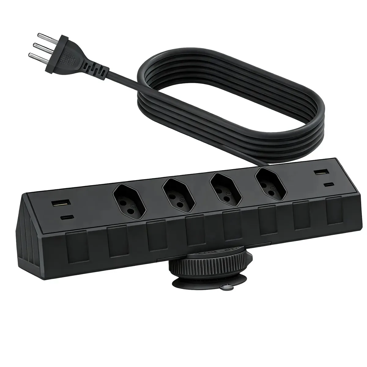 Régua de Tomadas e Extensão Elétrica de Bancada 4 Tomadas 10A, 2 USB, 2 USB-C, Ventosa, Cabo 1,5 m, Nexonda UNT-808