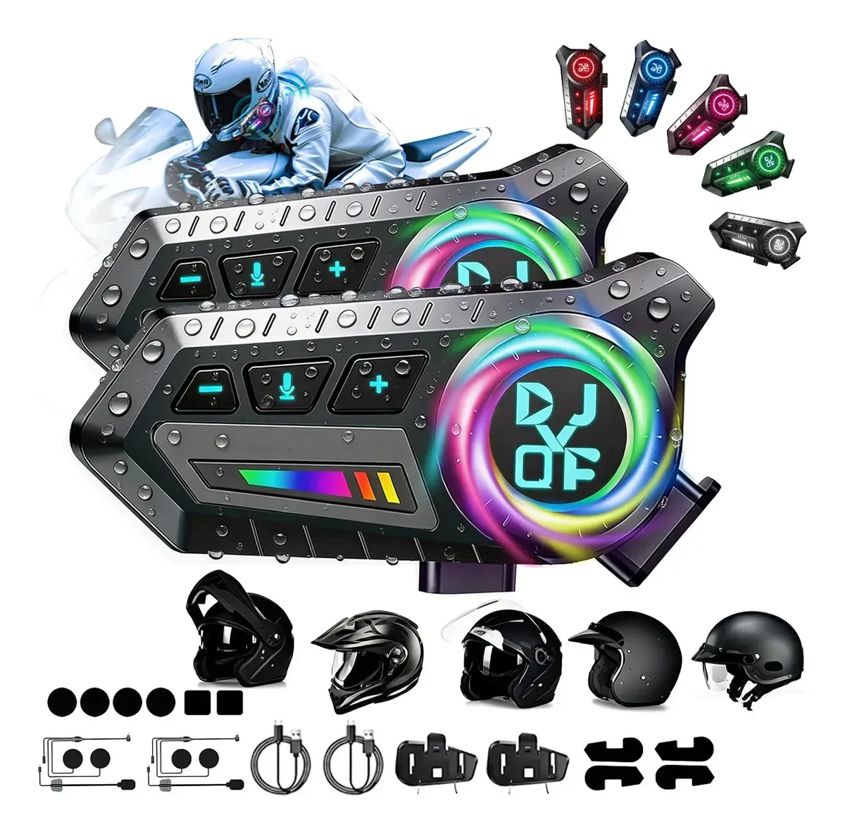Intercomunicadores para motos DJYQFB DJYQFBX3pro-2pcs color preto por 2unidades