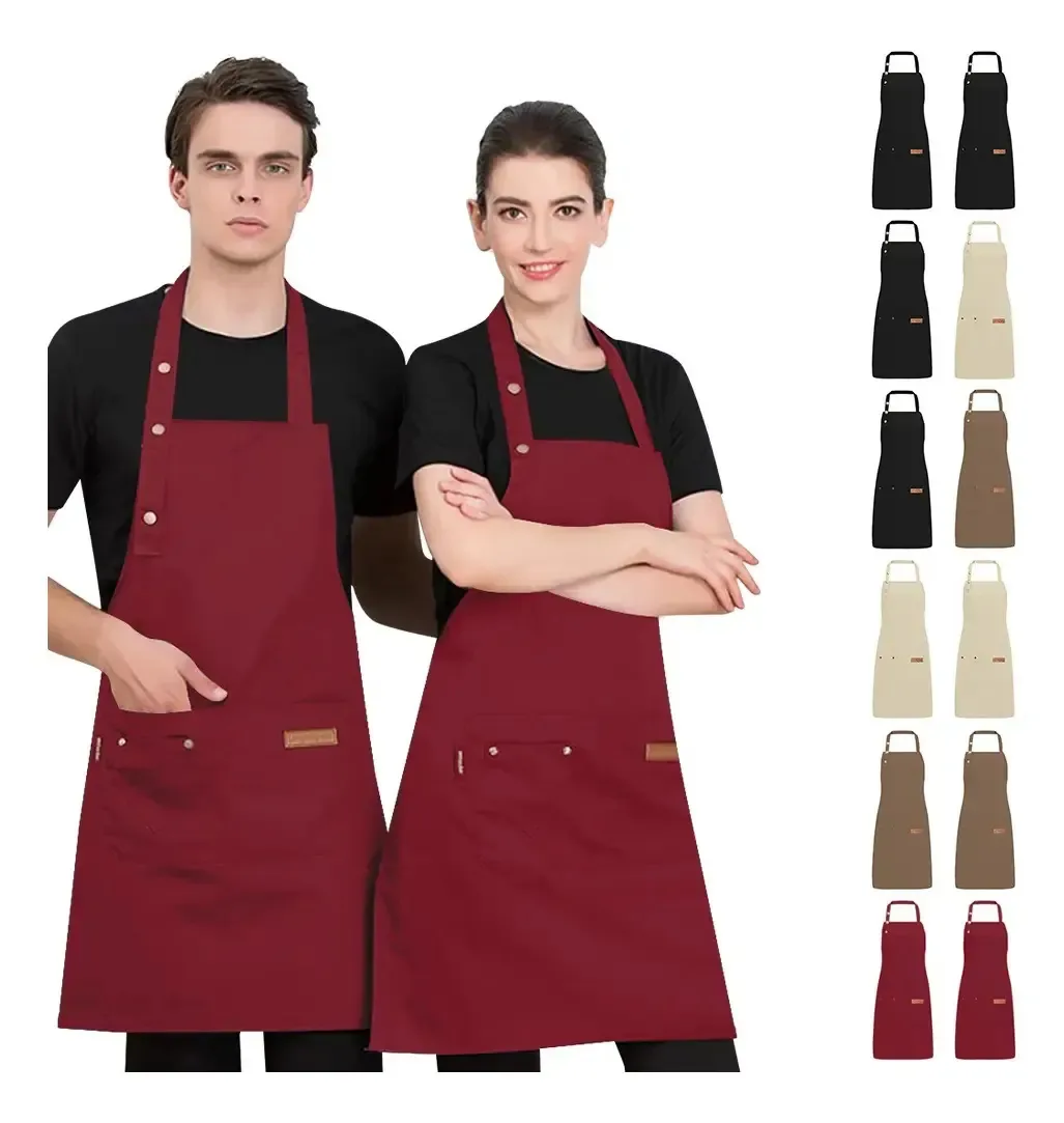 2 aventais de cozinha multiuso ajustáveis para chefs em vinho tinto e vinho tinto