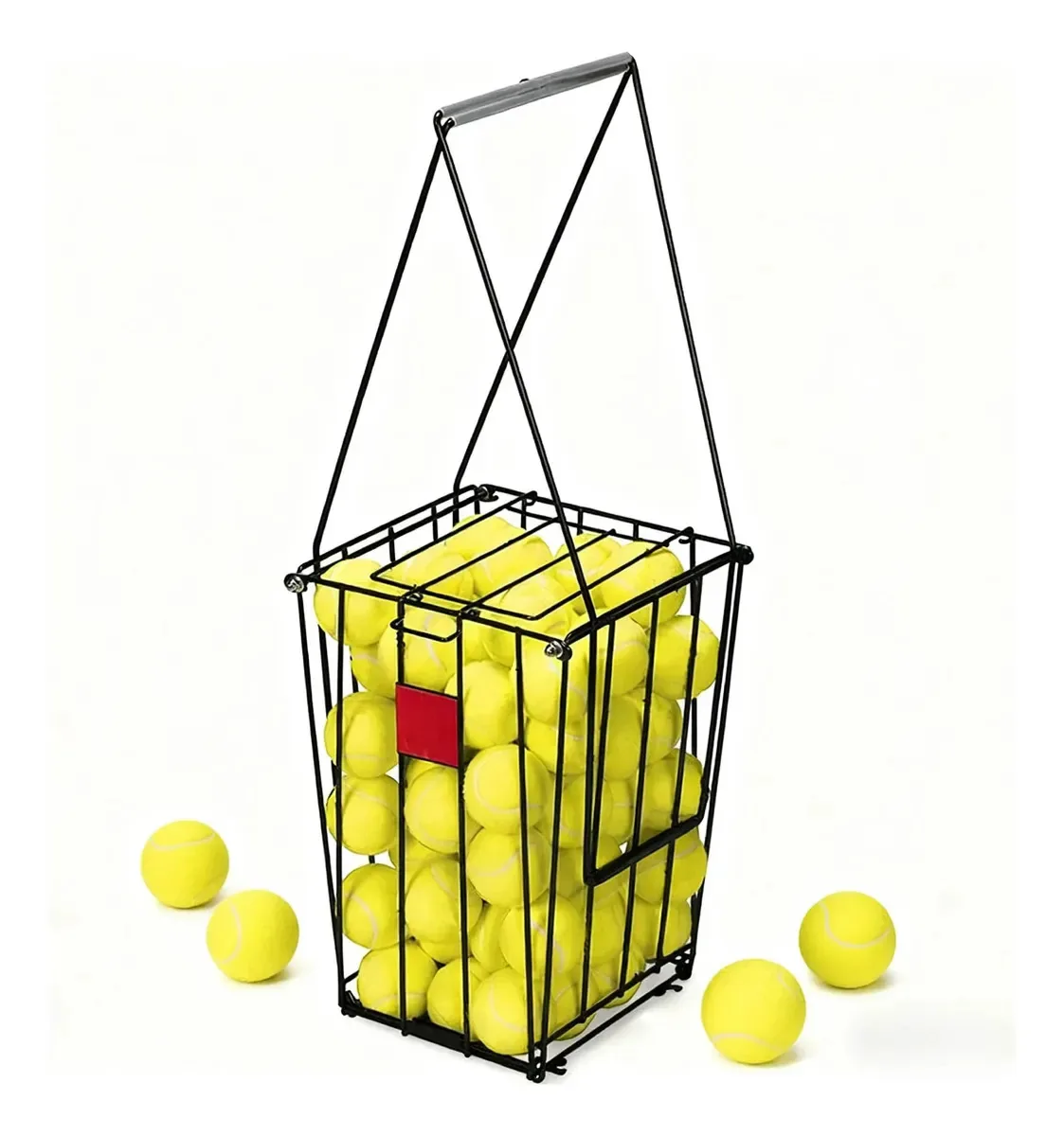 Cesta de tênis portátil para bolas de tênis pretas