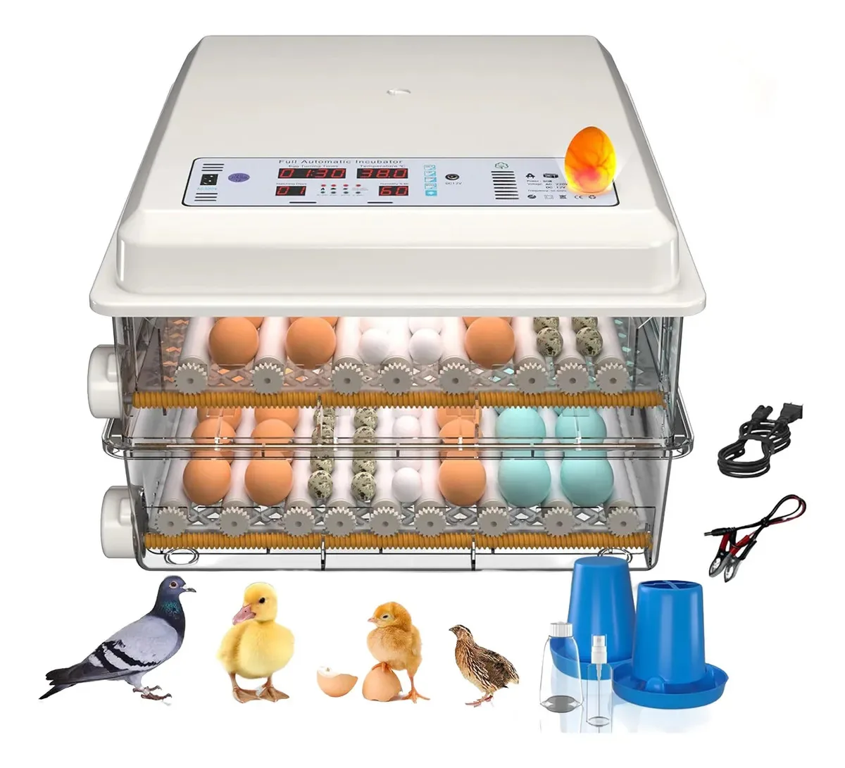 Incubadora de 120 ovos com design multifuncional elétrico duplo
