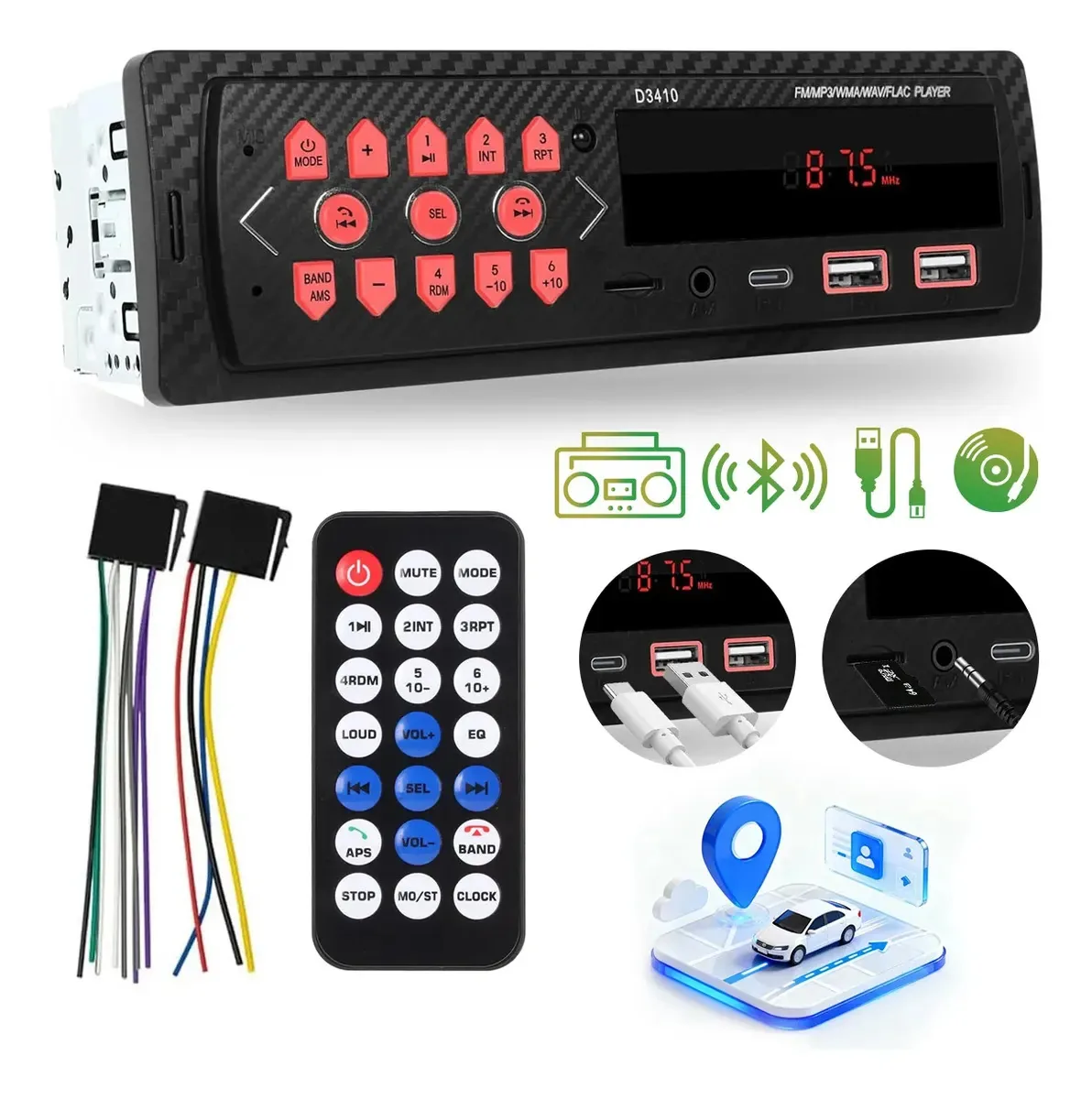 Som Rádio Automotivo 1 Din Mp3 Player Som Automotivo Rádio Bluetooth 4x45w Fm Usb Pen Saída Rca