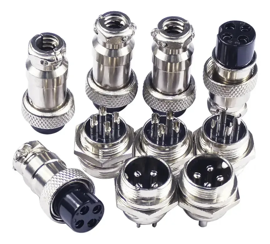 Conector de metal de aviação macho feminino, chassi de 3-4 pinos GX16-4 pinos-5 unidades